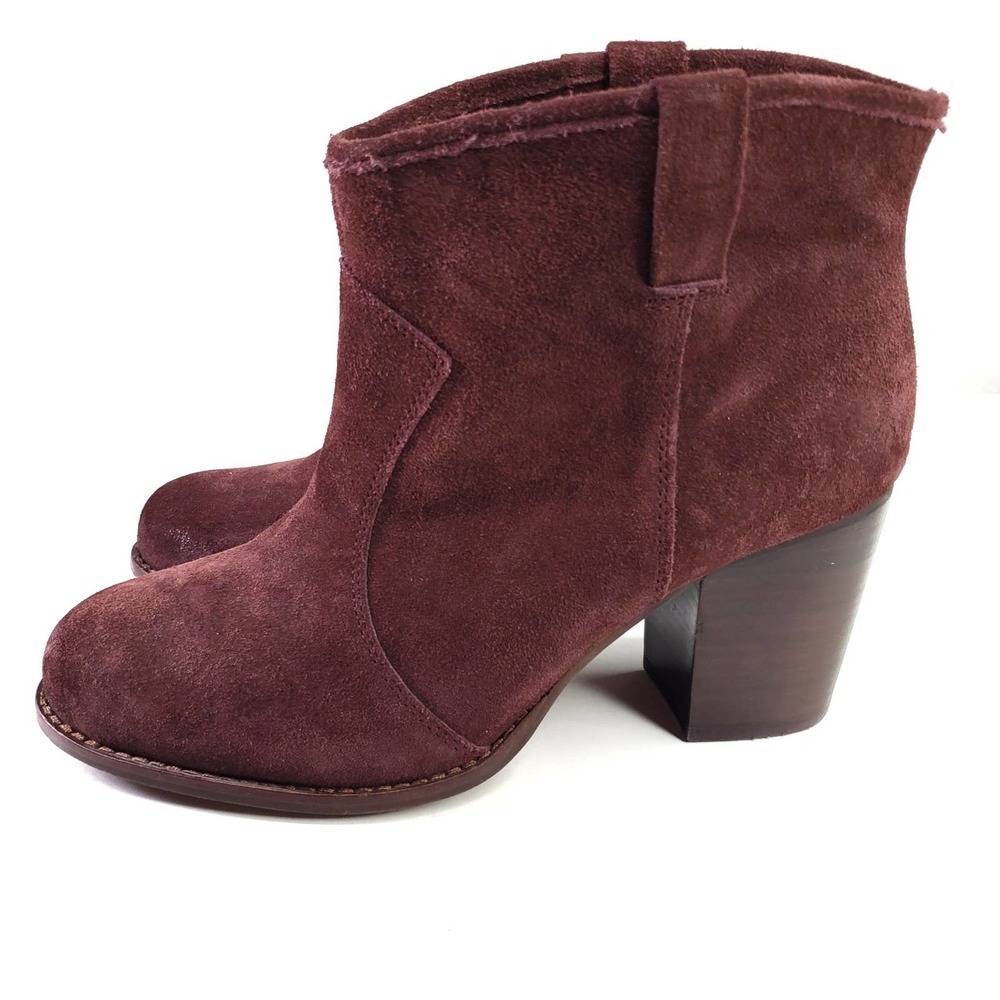 Splendid Lakota Bootie Suede Leather‎ Heeled 11 Cranberry Maroon Boot Revolve
